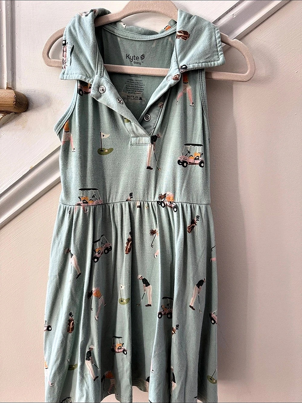 Kyte Baby Polo Bodysuit Dress in Golf Girls 2T Green